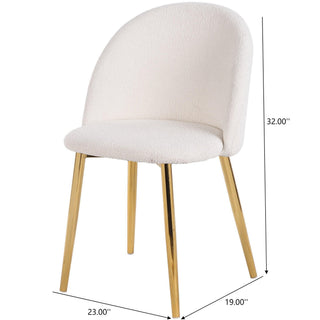 Sunvega Mid Century Modern Dining Chair Set Of 2 With Gold Plated Legs And Boucle Upholstery