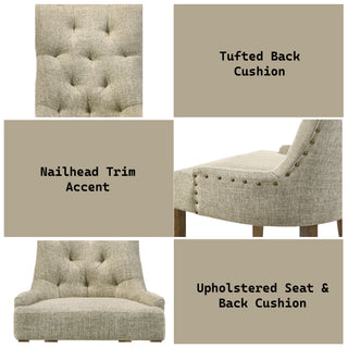 Sunvega Two-Tone Beige Fabric Side Chair with Reclaimed Gray Finish and Nailhead Trim