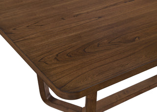 Sunvega Mid-Century Modern Dining Table with Sculptural Base and Warm Wood Finish