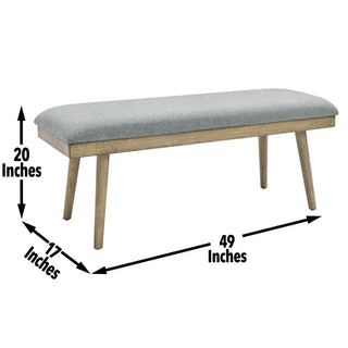 Sunvega Polyester Dining Bench with Solid Wood Legs and Stain-Resistant Fabric