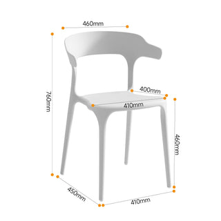 Sunvega Stackable Plastic Dining Chairs Set of 4 in White with Reinforced Feet