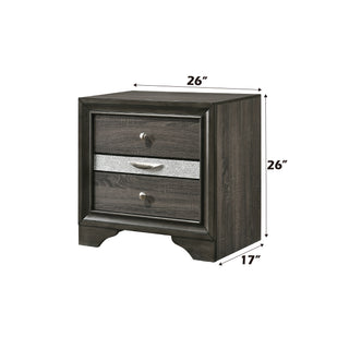 Sunvega Gray Nightstand with Textured Surface and Jewelry Drawer for Bedroom