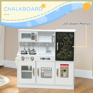 Sunvega Kids Kitchen Playset with Chalkboard Phone Ice Maker and 5 Accessories