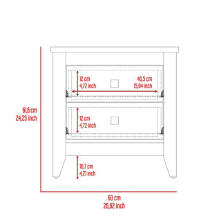 Sunvega High Quality Multifunctional Nightstand with Two Drawers and Superior Top