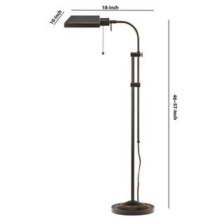 Sunvega Modern Dark Bronze Metal Floor Lamp with Adjustable Pole and Rectangular Shade