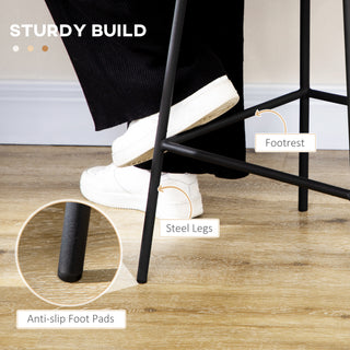 Sunvega Set of 4 Rattan Bar Stools with Breathable Wicker Seat and Back for Kitchen