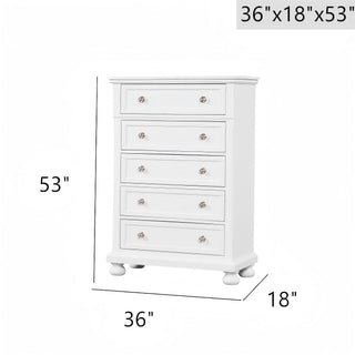 Sunvega White Chest with Felt Lined Drawer and Dovetail Joints for Bedroom