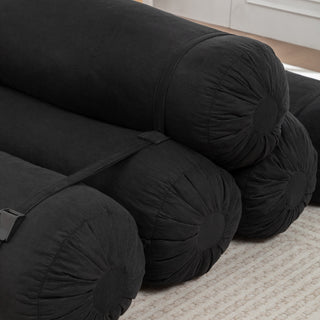 Sunvega Adjustable Corduroy Floor Sofa with Pillows for Versatile Multi-Person Lounging