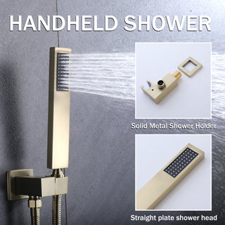 Sunvega Matte Black Wall Mount Shower System with High Pressure Rain and Handheld