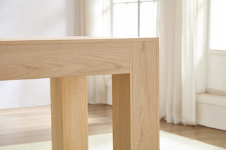 Sunvega Farmhouse Rectangular Dining Table for 4-6 People with Sturdy Wood Legs