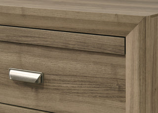 Sunvega Contemporary Light Brown Wood Nightstand with Two Storage Drawers