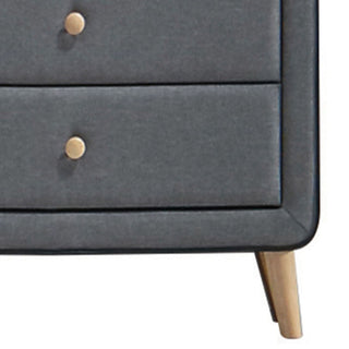 Sunvega Light Grey Upholstered 5-Drawer Chest with Wooden Tapered Legs for Bedroom