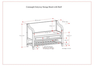 Sunvega Solid Wood Storage Bench with Shelf and Dark Chestnut Brown Stain