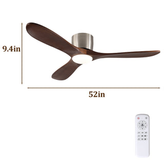 Sunvega 52-inch Flush Mount Ceiling Fan with Light and Remote Control