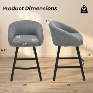 Sunvega Upholstered Bar Stool with Soft Backrest and Armrest for Kitchen Island