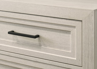 Sunvega Contemporary Geometric Design Two Drawer Nightstand with Off-White Finish