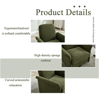 Sunvega Modern Swivel Accent Barrel Armchair with Sturdy Wood Base for Bedroom