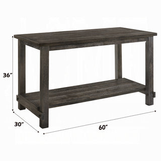 Sunvega Counter Height Dining Table with Storage Shelf in Weathered Gray Finish
