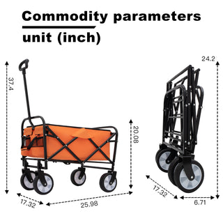 Sunvega Foldable Collapsible Wagon Cart with Extention Dual-Layer Design All-Terrain Wheels