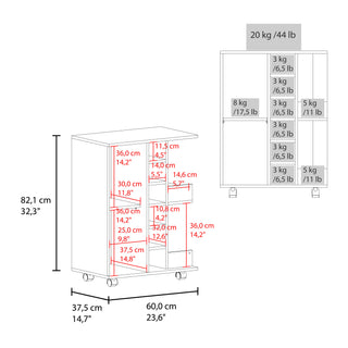 Sunvega Modern Bar Cabinet with Double Side Shelves and Six Central Compartments