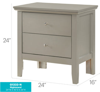 Sunvega Elegant Silver Champagne Nightstand with Two Drawers for Bedroom Storage