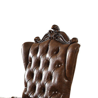 Sunvega Light Brown and Cherry Oak Tufted Arm Chair Set of 2 with Plush Padding