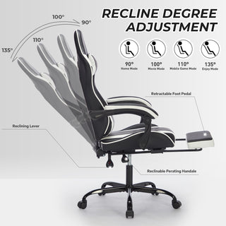 Sunvega Ergonomic Gaming Chair with Massage Lumbar Support and Adjustable Footrest