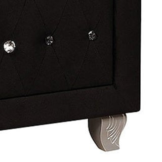 Sunvega Black Velvet Nightstand with Crystal Knobs and Two Drawers