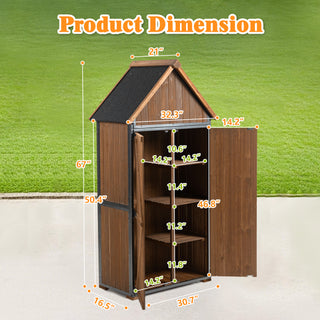 Sunvega Outdoor Storage Cabinet with Sloping Roof and 3 Compartments for Garden Patio