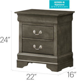 Sunvega Charming Traditional Gray Nightstand with Sturdy Construction and Elegant Finish