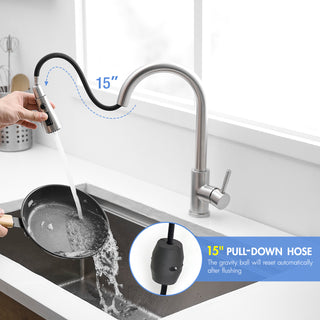 Sunvega Single Handle Kitchen Sink Faucet with Pull Out Sprayer and Deck Plate