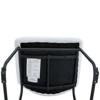 Sunvega Set of 4 White PU Leather Chairs with Black Metal Frame and Non-Slip Pads