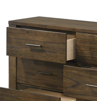 Sunvega Elegant Oak Nightstand with Two Spacious Drawers and Antique Brass Handles