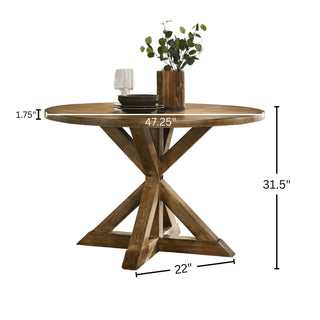 Sunvega Cross-Buck Base Cottage Oak Dining Table Made of Durable Hardwood