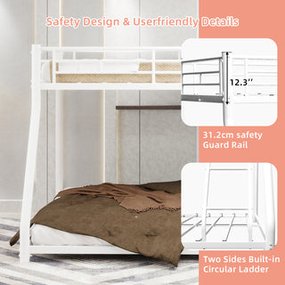 Sunvega Sturdy Metal Twin over Twin Bunk Bed with Safety Guardrail and Noise Reduced