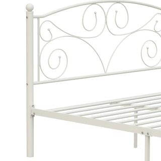 Sunvega Unique Flower Sturdy System Metal Bed Frame with Headboard and Footboard