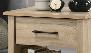 Sunvega Light Oak Finish Nightstand with Drawer and Open Shelf