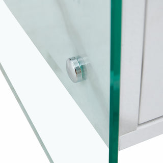 Sunvega MDF and Tempered Glass Double-Drawer Bedside Table with Storage Cabinet