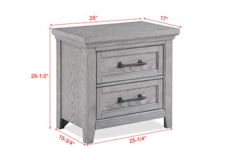 Sunvega Light Gray Finish Transitional Nightstand with Two Drawers and Metal Pulls
