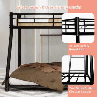 Sunvega Sturdy Metal Twin over Twin Bunk Bed with Safety Guardrail and Noise Reduced