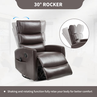 Sunvega Fabric Heat Massage Manual Recliner Chair with Rocker and Swivel for Living Room