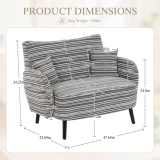 Sunvega Modern Two-Seater Sofa with Tufted Backrest and Convenient Side Storage Pockets