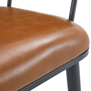Sunvega Brown Upholstered Dining Chair with Metal Legs and PU Leather Seat