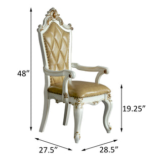 Sunvega Butterscotch and Antique Pearl Tufted Arm Chairs Set of 2 with Queen Anne Legs
