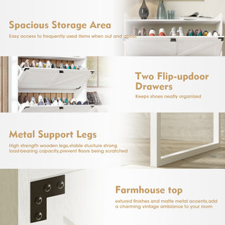 Sunvega 6-Tier Shoe Cabinet with Adjustable Shelves and Swinging Doors for Entryway