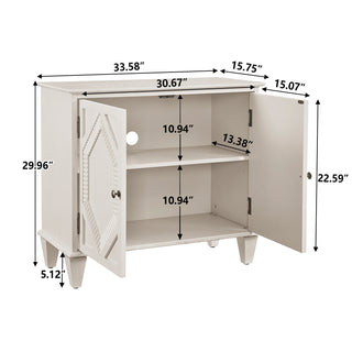 Sunvega Mid Century Modern Sideboard Buffet Cabinet with Spacious Storage and Geometric Accent