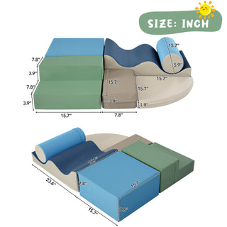 Sunvega Soft Climb and Crawl Foam Playset 6 in 1 with Stairs and Mats