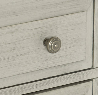 Sunvega Light Gray Nightstand with Dark Brown Top and 2 Dovetail Drawers