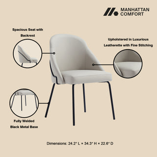 Sunvega Modern Upholstered Leatherette Dining Chair with Gold Steel Frame