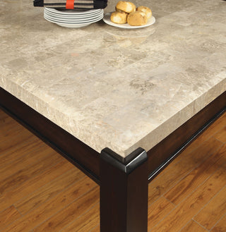 Sunvega Modern Natural Tone Dining Table with Open Lower Shelf for Kitchen